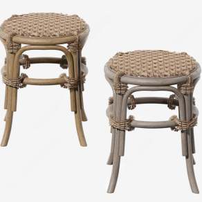 侘寂藤编圆凳3D模型下载